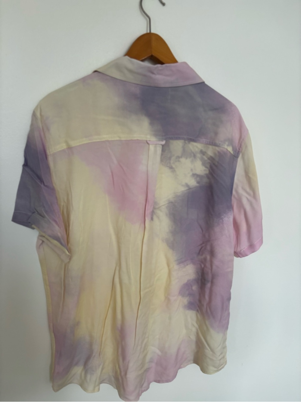 Pastel Tie-Dye Short Sleeve Men's Shirt - Lavender & Cream